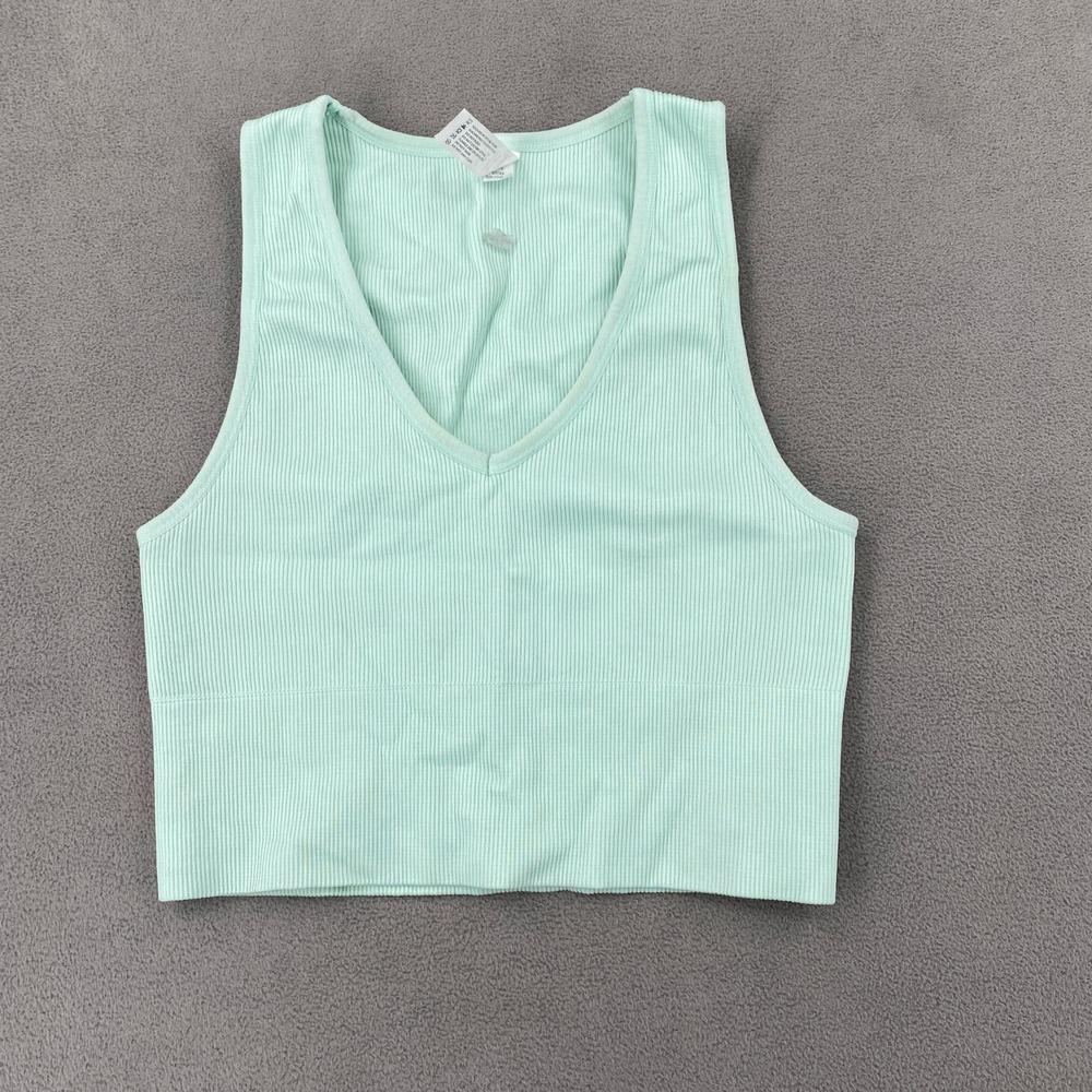 90 Degree by Reflex Rib Seamless Highline Tank Mint Green V-Neck Crop Top M